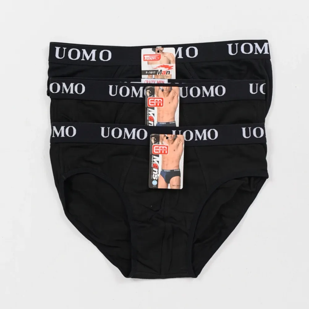 Ανδρικό Σλιπ UOMO 3 Pack Μαύρα
